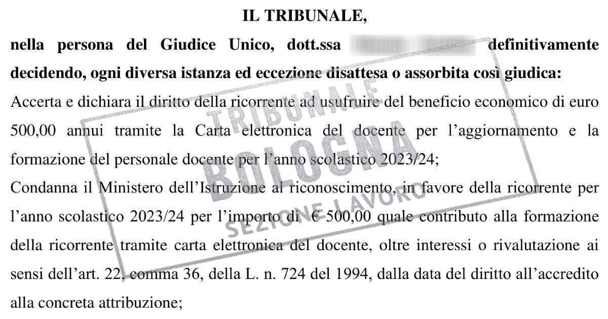 Sentenza del tribunale di Bologna