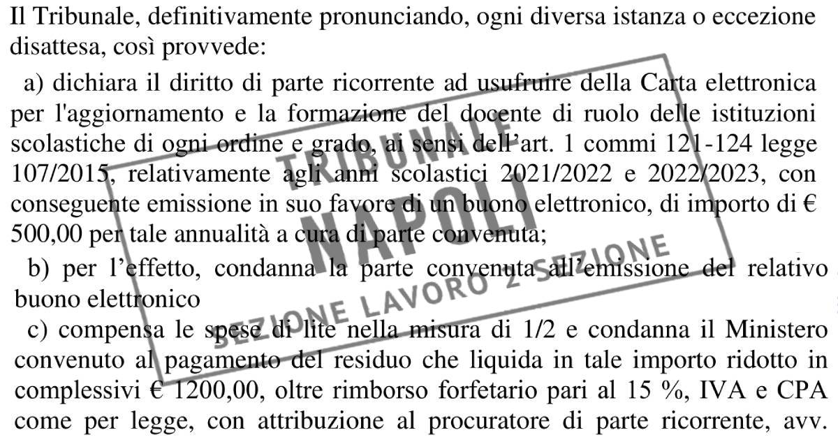 Sentenza del tribunale di Napoli